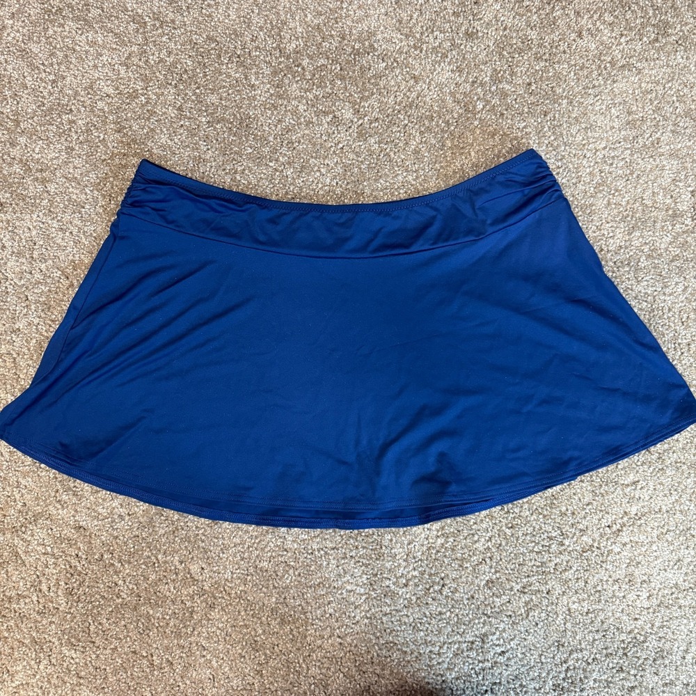 Lands' End Swim Skirt Womens 14 Navy Blue Stretch Modest Swimwear Beach Summer